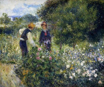 ピエール=オーギュスト・ルノワール Painting - 花を摘むエノワール ピエール・オーギュスト・ルノワール